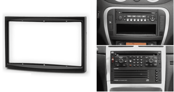 2-din inbouwframe / paneel CITROEN C2 2003-2009; C3 2001-2010; Berlingo 2008+; Jumpy 2007-2016 / FIAT Scudo 2007+ / PEUGEOT (207) 2006-2012