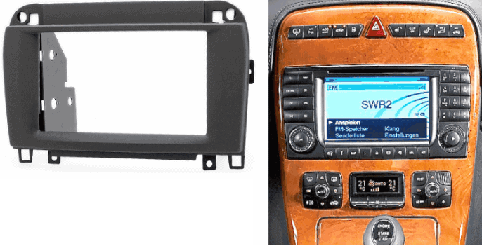 2-din inbouwframe / paneel MERCEDES-BENZ CL-klasse (C215) 2002-2006; S-klasse (W220) 2002-2006 (Black)