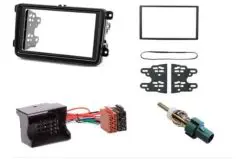 2 din inbouwpaneel / installatie kit voor Volkswagen/Seat/Skoda inclusief iso quadlock verloopstekker