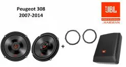 Peugeot 308 speakers + Subwoofer 200Watt Audio upgrade JBL premium 180W / 60Watt RMS + ringen